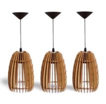 03 Pendentes de Teto Balcão De Cozinha Gourmet Modelo Loft Madeira 03 Pendentes de Teto Balcão De Cozinha Gourmet Modelo Loft Madeira