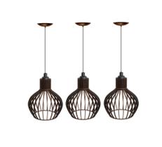 03 Pendentes Luminária De Teto Balcão De Cozinha Cor Preto