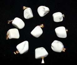 03 Pingente Pedrinha Howlita Branca Dourado Atacado 03 Pingente Pedrinha Howlita Branca Dourado Atacado