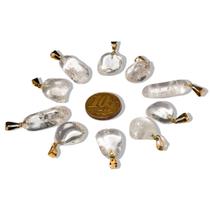03 Pingente Pedrinha Quartzo Cristal Rolado Dourado 03 Pingente Pedrinha Quartzo Cristal Rolado Dourado