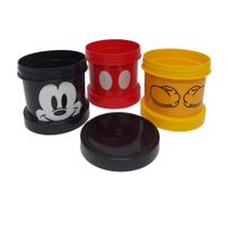 03 Potes Mickey empilháveis de rosca plástico porta lanches - plasutil