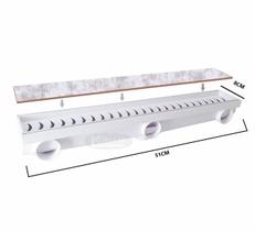 03 Ralo Linear Grelha PVC Branco E Tela Coletor Sifonado Piscina Box 8x51cm 03 Ralo Linear Grelha PVC Branco E Tela Coletor Sifonado Piscina Box 8x51cm