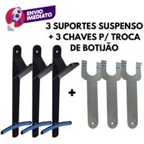 03 Suporte Reforçado Suspenso Para Botijão 13Kg E 03 Chave Para Troca De Botijão Gás Facilitadora