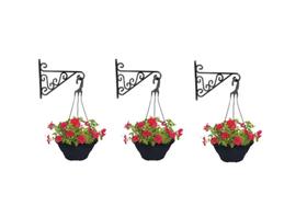 03 Suportes Pendente Mão Francesa na Cor Preta para Vasos de Plantas ate 10 kg