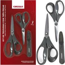 03 Tesouras Arremate Costura Hobby Brilho Glitter Preta