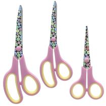 03 Tesouras Multiuso Cabo Emborrachado Soft Estampa Botao 03 Tesouras Multiuso Cabo Emborrachado Soft Estampa Botao