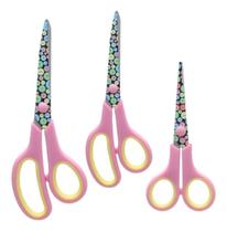 03 Tesouras Multiuso Cabo Emborrachado Soft Estampa Botão 03 Tesouras Multiuso Cabo Emborrachado Soft Estampa Botão