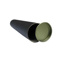 03 Tubo Papelão Postal Preto 60Cm X 10Cm Tampa Metálica