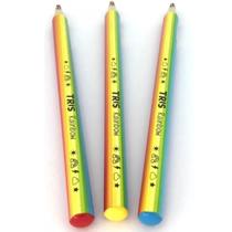 03 Un. Lápis De Cor Jumbo Rainbow Multicor Arco Iris Tris