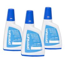 03 unid Tinta AZUL para Carimbo 30ml Premium, alta pigmentação, almofadas