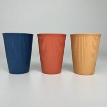 03 Unidades Copos de Bambu 300ml Cores Sortidas Stripes Lyor