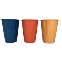 03 Unidades Copos de Bambu 300ml Cores Sortidas Stripes Lyor