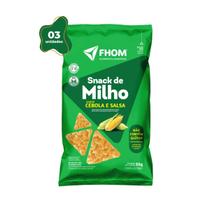 03 unidades Snack de Milho Cebola e Salsa 55g Vegano Sem Glúten FHOM