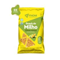 03 unidades Snack de Milho Lemon Pepper 55g Vegano Sem Glúten FHOM