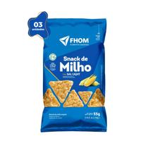 03 unidades Snack de Milho Sal Light 55g Vegano Sem Glúten FHOM 03 unidades Snack de Milho Sal Light 55g Vegano Sem Glúten FHOM
