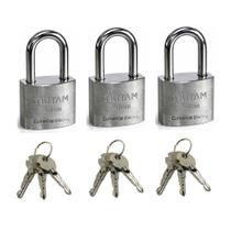 03 X Cadeados Tritan 50MM Chave Tetra Proteção Contra Furto