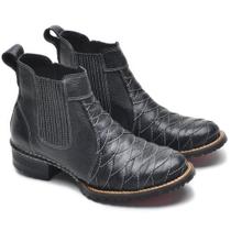 033SCLA Botina Masculina de couro escamado sola costurada preto
