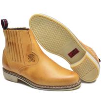 034CLA Botina Masculina de couro latego para trabalho bege