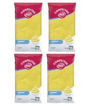 04 Açúcar Colorido Algodão Doce Pipoca Doces Bolo 2kg Mix