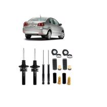 04 Amortecedores + 04 Kits Batentes Completos Polo Sedan Highline 2002 Até 2003 1,6 2,0 8v