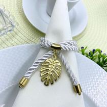 04 Anel Porta Guardanapo Cordão Com Pingente Costela De Adão