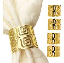 04 Anel Porta Guardanapo Metal Vazado Caracol Duplo