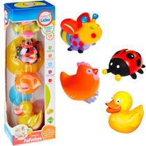 04 Bonecos Bichos Do Campo Em Vinil Macio Atóxico Baby Lider Brinquedos
