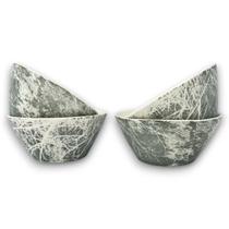 04 Bowl Tigela Cumbuca Cerâmica Folhagem Verde Acinzentado