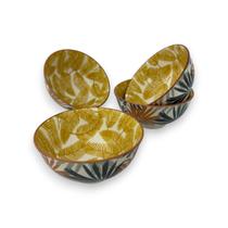 04 Bowl Tigela Cumbuca Estampa Folhagens Porcelana Pequena