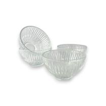 04 Bowl Tigela Cumbuca Vidro Esculpido Canelado 250ml Wolff