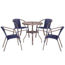 04 Cadeiras Floripa e Mesa Roma 80Cm Marrom e Corda Nautica Trama Original