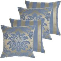 04 Capas para Almofadas Jacquard Azul e Dourado 45 x 45cm - Menedecor