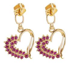 04 Cursor Zíper N5 Metal Dourado Coração Com Strass Lilás.