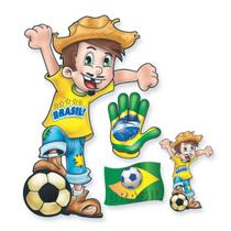 04 Enfeite Mural Boneco Caipira Futebol Brasil Copa Do Mundo - Dhs Shop