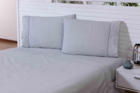 04 Fronhas Avulsas 80x60cm Percal 100% Algodão 180 Fios Ponto Palito Cinza