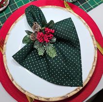 04 Guardanapo de Tecido 40x40cm Poá Verde Natal