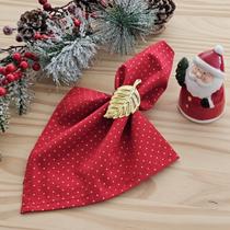 04 Guardanapo de Tecido 40x40cm Poá Vermelho Natal