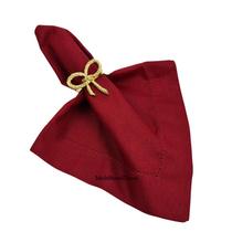 04 Guardanapo de Tecido 40x40cm Vermelho Marsala Ponto Ajour