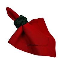 04 Guardanapo de Tecido 40x40cm Vermelho Ponto Ajour