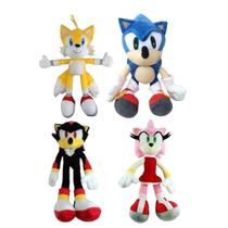 04 Pelúcias Sonic, Tails, Amy e Shadow 35cm