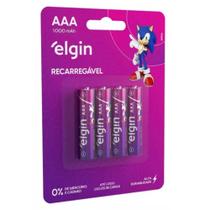 04 Pilhas Aaa 1000mah Recarregável Elgin 01 Cart. C/ 4 Unid