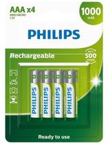 04 Pilhas AAA Philips Recarregável 1000mah Palito 04 Pilhas AAA Philips Recarregável 1000mah Palito
