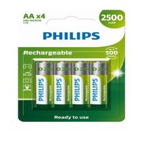 04 Pilhas Bateria AA Philips Recarregável 2500mah 2A Pequena 1 Cartela 04 Pilhas Bateria AA Philips Recarregável 2500mah 2A Pequena 1 Cartela