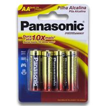 04 Pilhas Baterias AA Panasonic Alcalina 2A Pequena 1 Cartela
