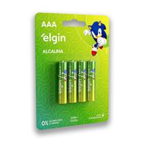 04 Pilhas Baterias AAA Elgin Alcalina 3A Palito 1 Cartela