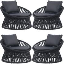 04 Poltrona Área Externa Monza Alumínio Pintura Corda Náutica