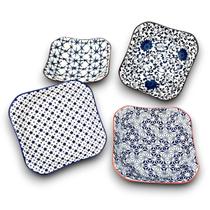04 Pratos Fundo Quadrado Estampa Estilo Oriental Mesa Posta 04 Pratos Fundo Quadrado Estampa Estilo Oriental Mesa Posta