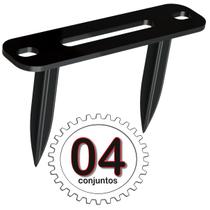 04 SUPORTES REFLETOR PRETO 2 ESPETOS ESTACAS CHÃO JARDIM - 04 cjts