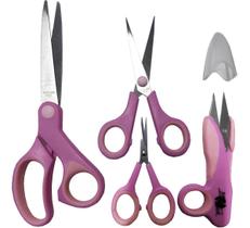 04 Tesouras Patchwork Artesanato Scrapbook Tecido Papel Pro.