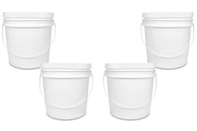 04 Unidades Balde Atóxico 10 Litros com Tampa Hermética e Alça Reservatório Armazenamento